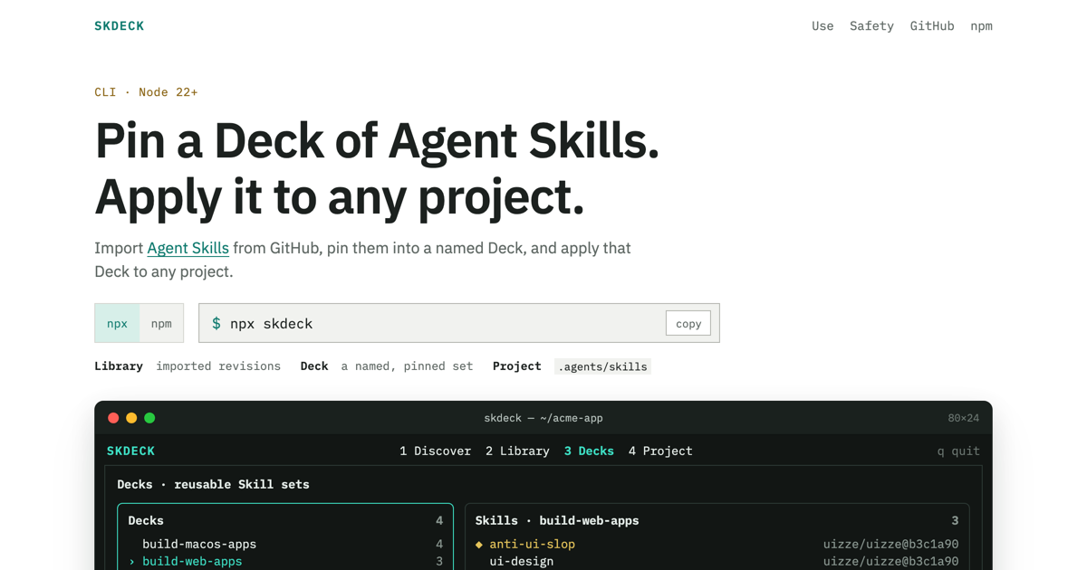 skdeck landing page